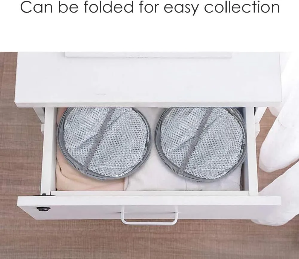 Larpur Pack of 3 Pop up Laundry Hampers, Collapsible Laundry Baskets, Portable Mesh Clothes Hampers for Kids Room, College Dorm, Bathroom, Foldable Hamper with Carry Handles, Gray