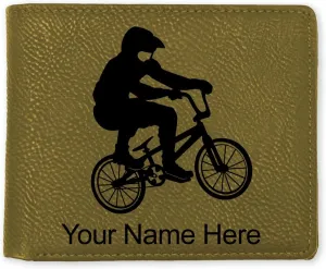 LaserGram Faux Leather Bi-Fold Wallet, BMX Rider, Personalized Engraving Included (Camo Green)