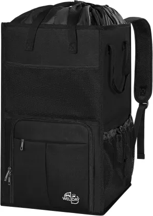 Laundry Backpack Bag, Extra Large 2 in 1 Laundry Hamper Basket with Shoulder Straps, Freestanding Laundry Bag for College Dorm, Laundromat, Apartment