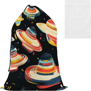 Laundry Bag Alien Spacecraft One Large Dirty Clothes Organizer Travel Bag with Drawstring for Home
