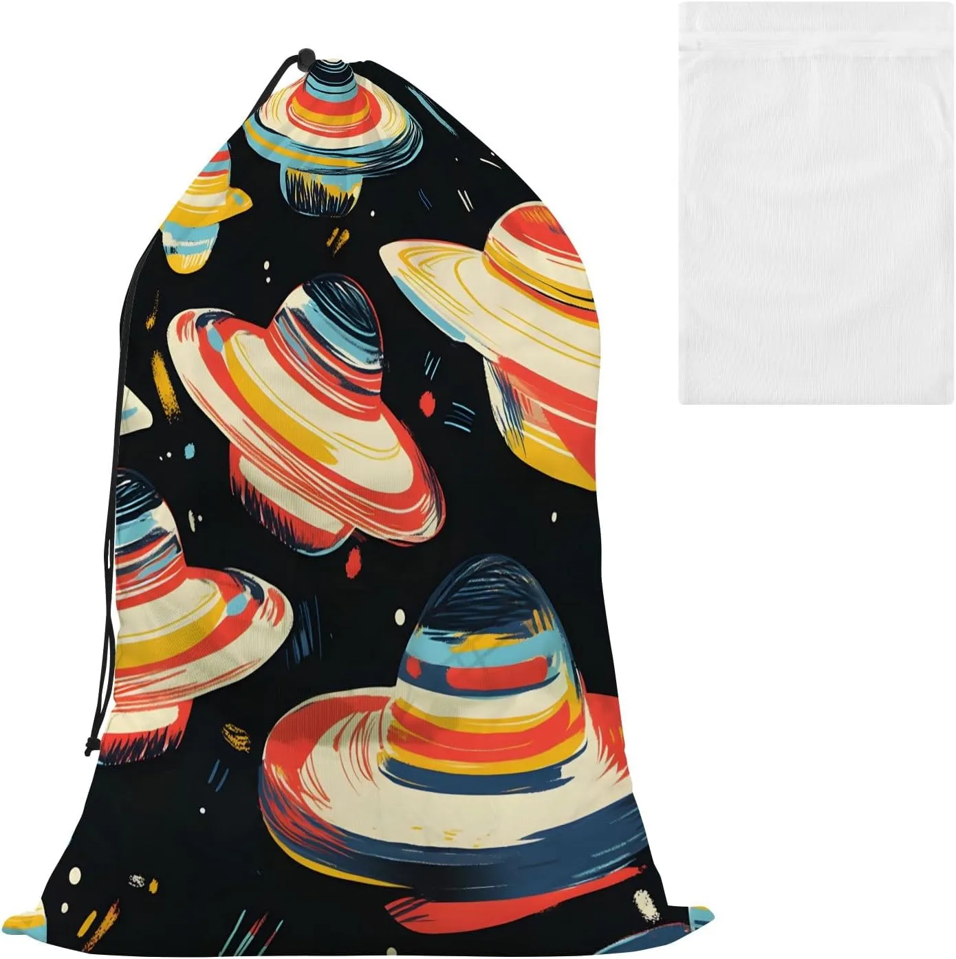 Laundry Bag Alien Spacecraft One Large Dirty Clothes Organizer Travel Bag with Drawstring for Home