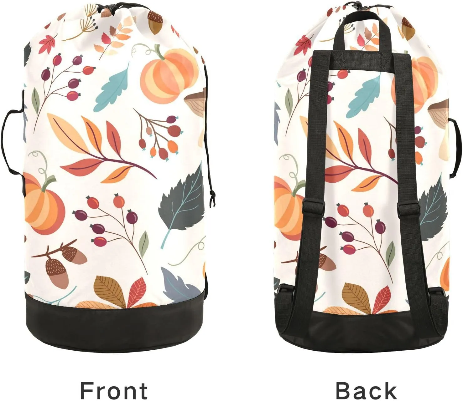 Laundry Bag Backpack Travel Hanging Laundry Bags Extra Large Heavy Duty with Handles Adjusted Shoulder Straps Drawstring Dirty Clothes Backpack For College Dorm Gym Hotel Beige Pumpkin