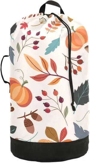 Laundry Bag Backpack Travel Hanging Laundry Bags Extra Large Heavy Duty with Handles Adjusted Shoulder Straps Drawstring Dirty Clothes Backpack For College Dorm Gym Hotel Beige Pumpkin