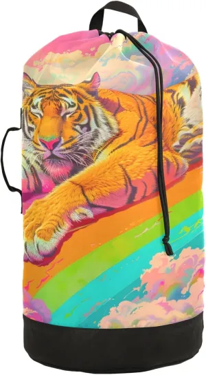 Laundry Bag Backpack Waterproof Beach Bag Clothes Hamper Bag Beast Rainbow Large for Travel Camping Hiking Foldable Lightweight