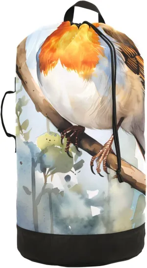 Laundry Bag Backpack Waterproof Beach Bag Clothes Hamper Bag Bird Sparrow 6 Large for Travel Camping Hiking Foldable Lightweight