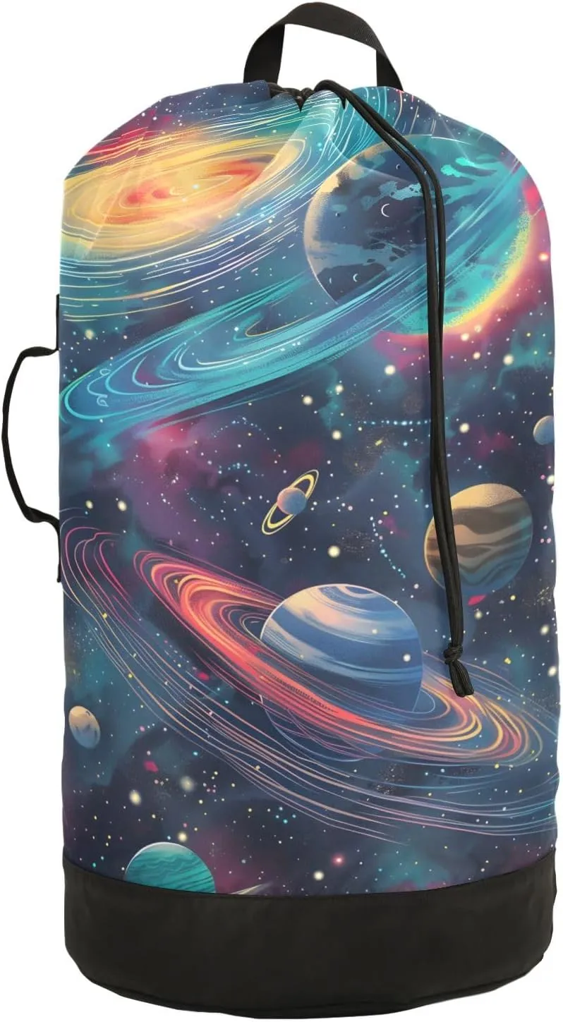 Laundry Bag Backpack Waterproof Beach Bag Clothes Hamper Bag Cosmos Space Large for Travel Camping Hiking Foldable Lightweight