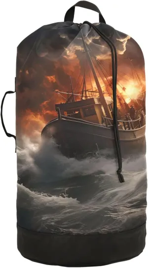 Laundry Bag Backpack Waterproof Beach Bag Clothes Hamper Bag Shipwreck 1 Large for Travel Camping Hiking Foldable Lightweight