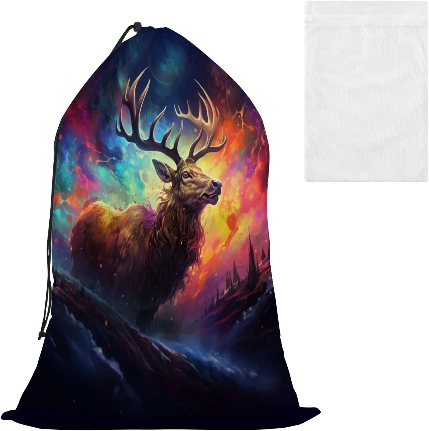 Laundry Bag Deer Battle Large Dirty Clothes Organizer Travel Bag with Drawstring for Home