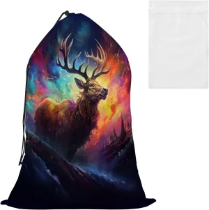 Laundry Bag Deer Battle Large Dirty Clothes Organizer Travel Bag with Drawstring for Home
