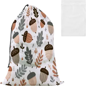Laundry Bag Forest Acorn Large Dirty Clothes Organizer Travel Bag with Drawstring for Home