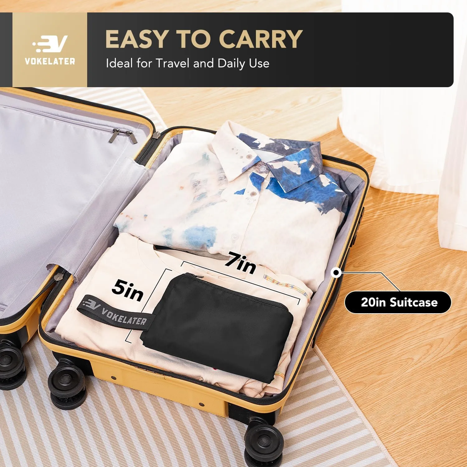 Laundry Bag, Vokelater Travel Laundry Bags Scalable One Mesh Pocket, Clothes Hamper Bag Dirty Clothes Organizer Travel Suitcase Organizer for College, Laundromat, Workers, Sports, Large Black