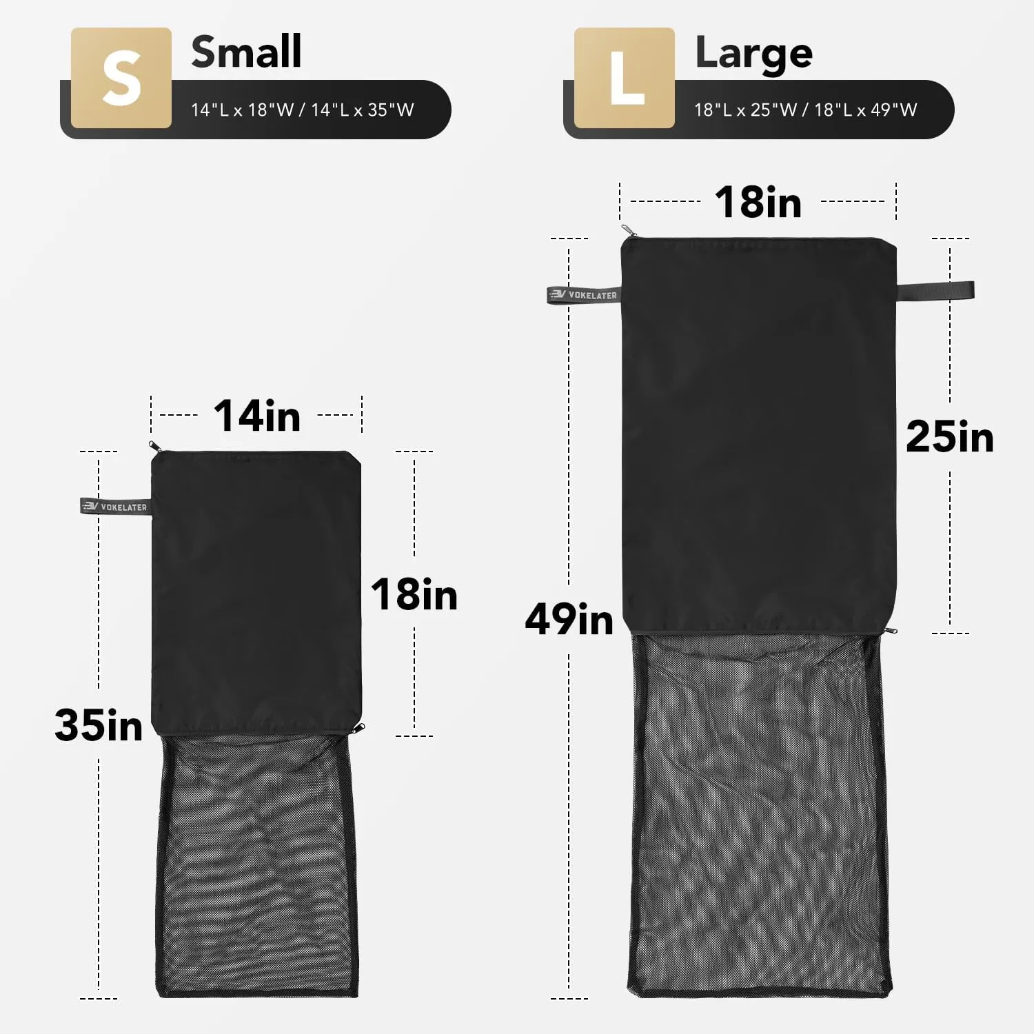 Laundry Bag, Vokelater Travel Laundry Bags Scalable One Mesh Pocket, Clothes Hamper Bag Dirty Clothes Organizer Travel Suitcase Organizer for College, Laundromat, Workers, Sports, Large Black