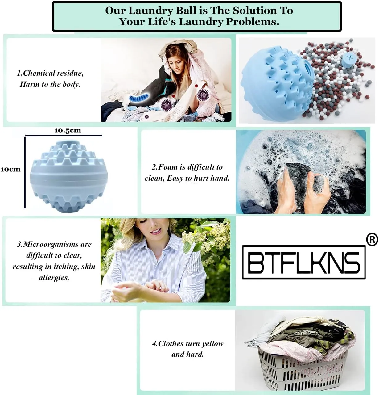 Laundry Balls Set, Eco-Friendly Super Washing Machine Laundry Ball, All Natural Washer Ball Laundry Detergent Alternative, With A Storage Bag and 200g Ceramic Ball Accessories. (2pcs Balls,Blue)