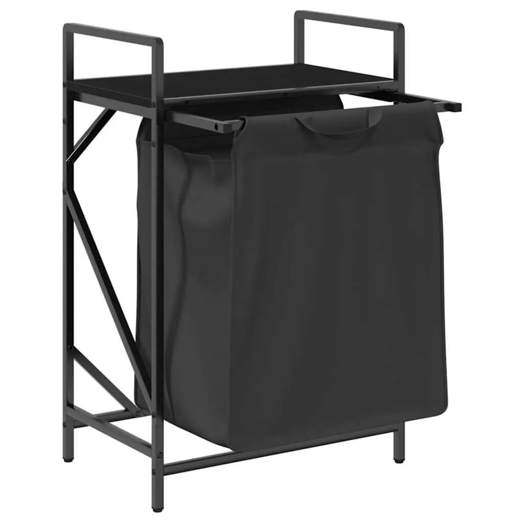 Laundry Basket 1 Compartment with Shelf Black Oak