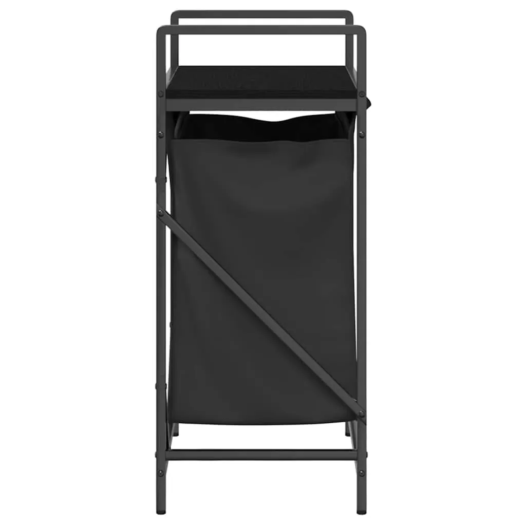 Laundry Basket 1 Compartment with Shelf Black Oak