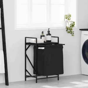 Laundry Basket 1 Compartment with Shelf Black Oak
