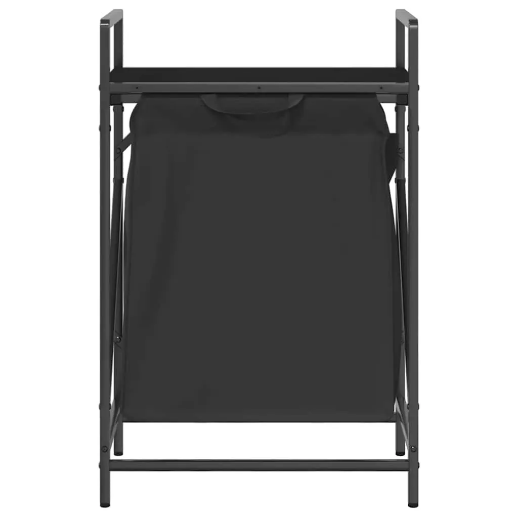 Laundry Basket 1 Compartment with Shelf Black Oak