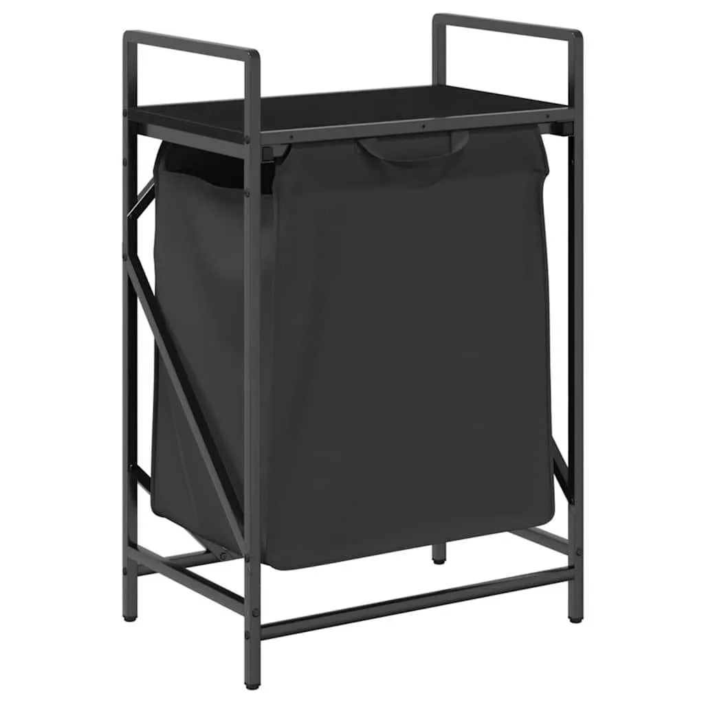 Laundry Basket 1 Compartment with Shelf Black Oak