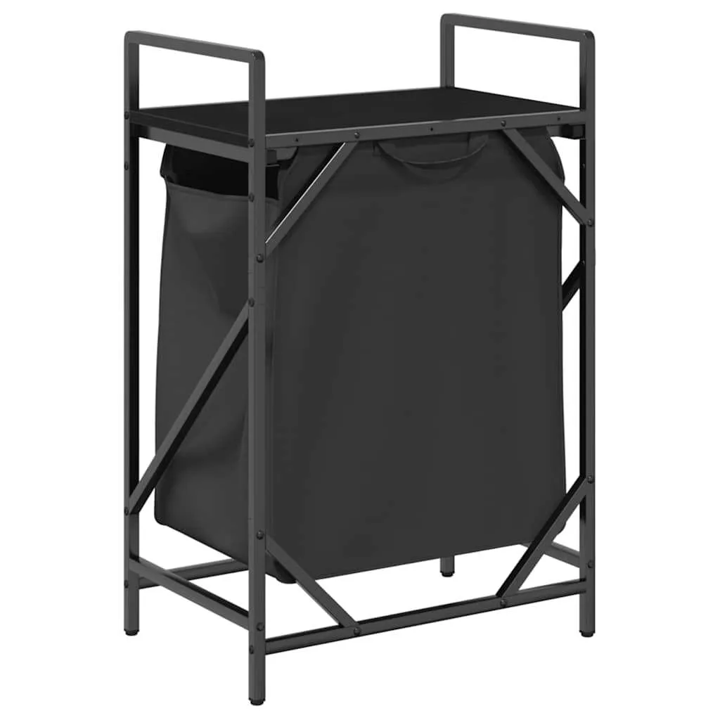 Laundry Basket 1 Compartment with Shelf Black Oak