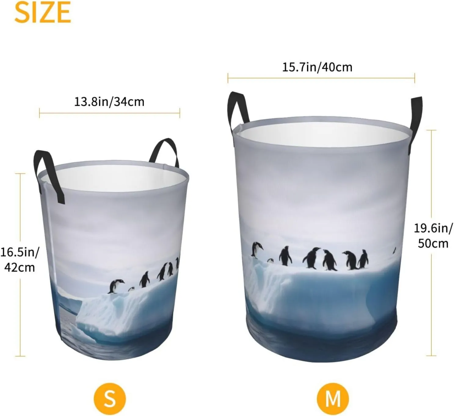 Laundry Basket Freestanding Laundry Hamper Penguins on the Iceberg Laundry Baskets Dirty Clothes Hamper for Laundry Circular Storage Basket Collapsible Storage Bag for Bedroom