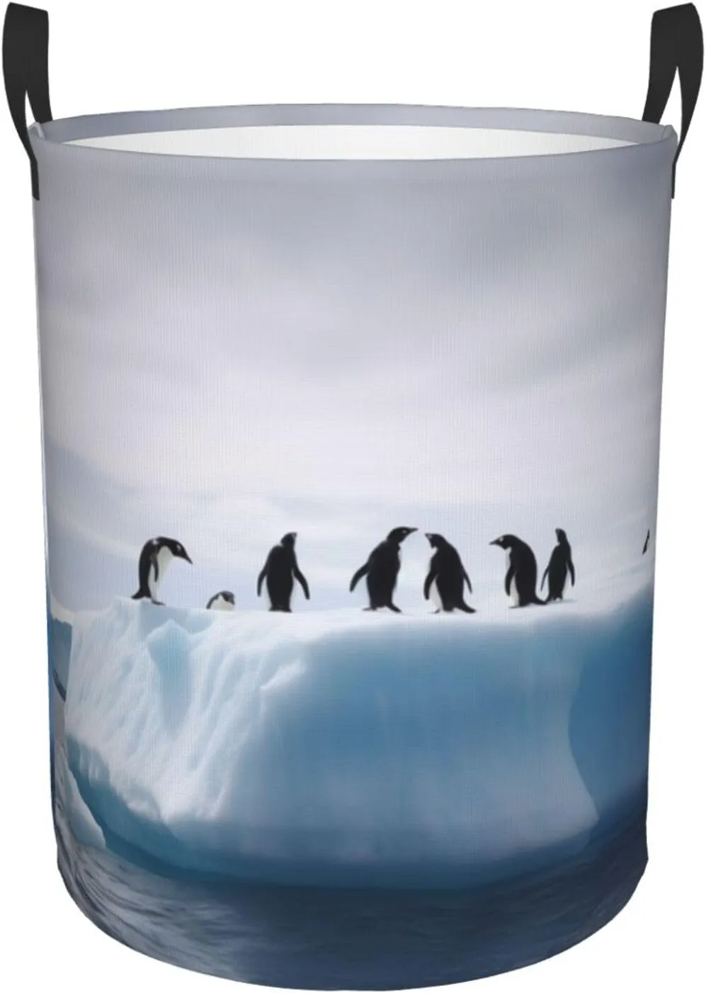Laundry Basket Freestanding Laundry Hamper Penguins on the Iceberg Laundry Baskets Dirty Clothes Hamper for Laundry Circular Storage Basket Collapsible Storage Bag for Bedroom