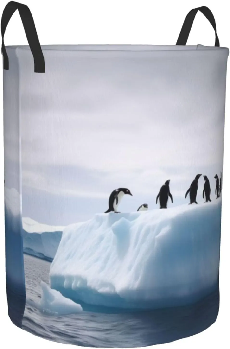 Laundry Basket Freestanding Laundry Hamper Penguins on the Iceberg Laundry Baskets Dirty Clothes Hamper for Laundry Circular Storage Basket Collapsible Storage Bag for Bedroom