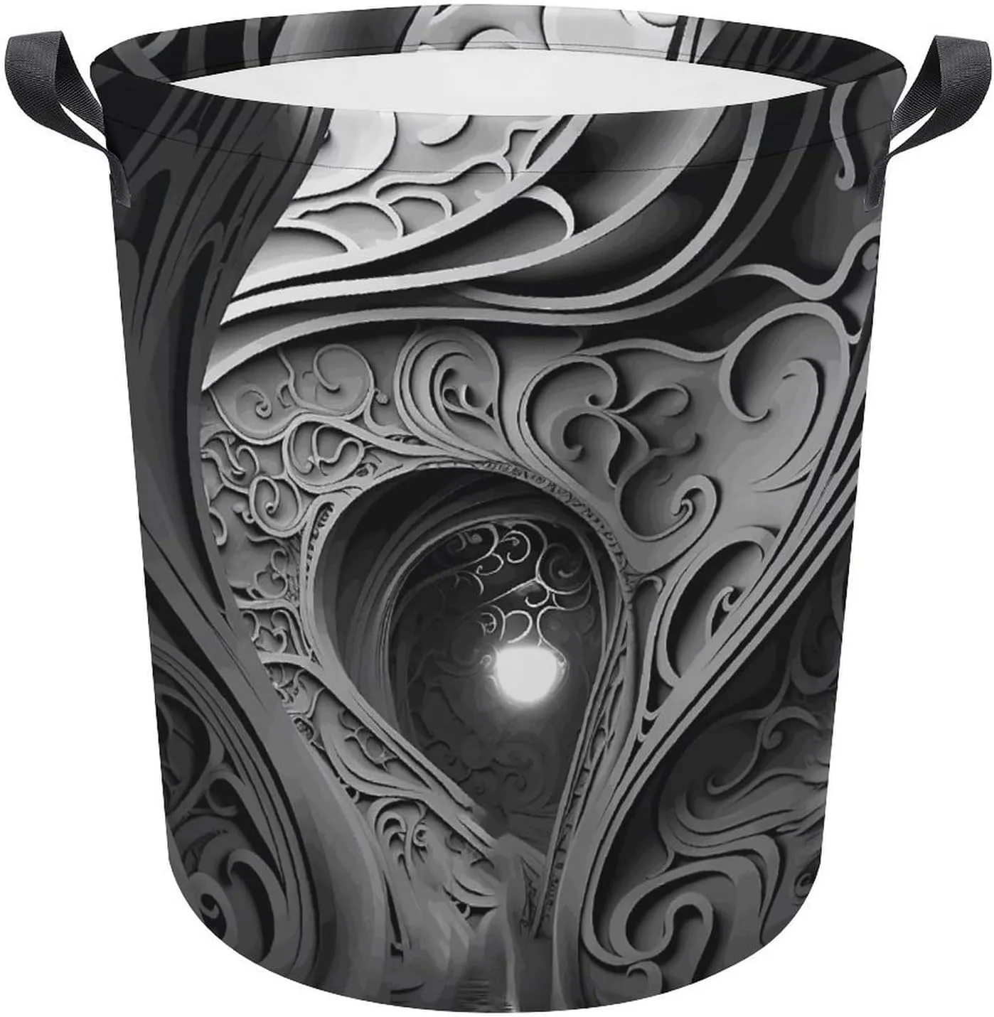 Laundry Basket Waterproof Dirty Clothes Hamper Complex Black And White Collapsible Washing Bin Clothes Bag with Handles Freestanding Laundry Hamper for Bathroom Bedroom Dorm Travel