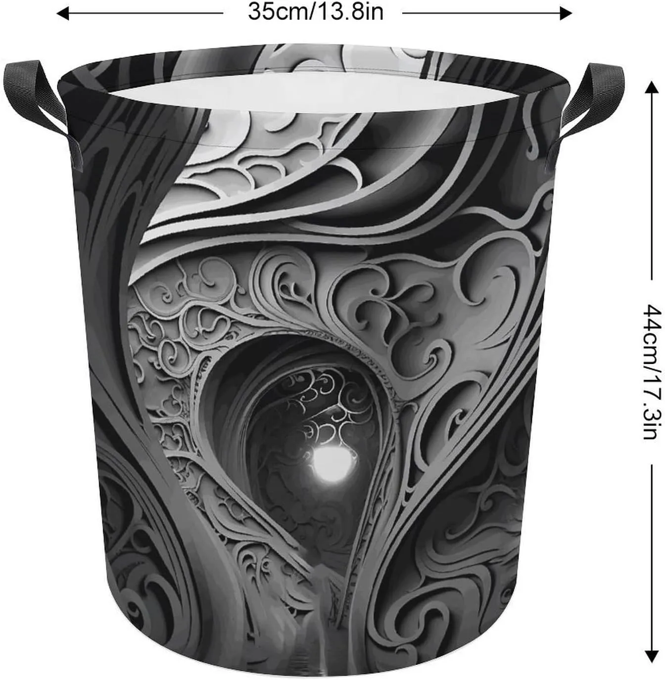 Laundry Basket Waterproof Dirty Clothes Hamper Complex Black And White Collapsible Washing Bin Clothes Bag with Handles Freestanding Laundry Hamper for Bathroom Bedroom Dorm Travel
