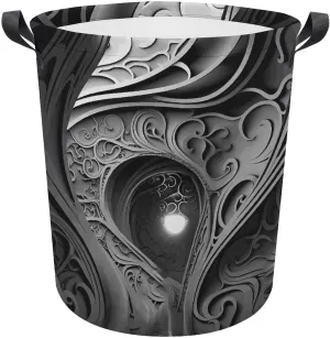 Laundry Basket Waterproof Dirty Clothes Hamper Complex Black And White Collapsible Washing Bin Clothes Bag with Handles Freestanding Laundry Hamper for Bathroom Bedroom Dorm Travel