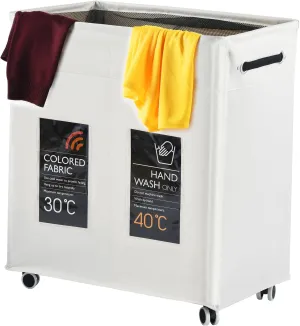 Laundry Basket with Wheels, 129L Laundry Hamper with 2 Section Laundry Bag for Dirty Clothes, Dorm Room Essentials, Towel Organization & Toys Storage Laundry Cart in Laundry Room Organization