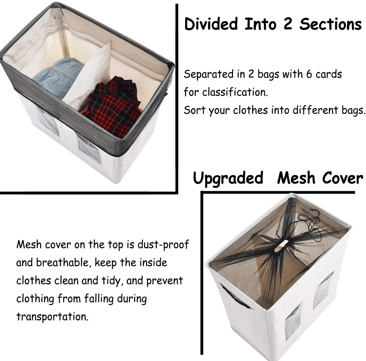 Laundry Basket with Wheels, 129L Laundry Hamper with 2 Section Laundry Bag for Dirty Clothes, Dorm Room Essentials, Towel Organization & Toys Storage Laundry Cart in Laundry Room Organization