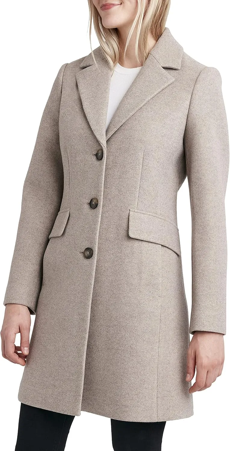 Laundry by Shelli Segal Women's Faux Wool Coat with Notch Collar