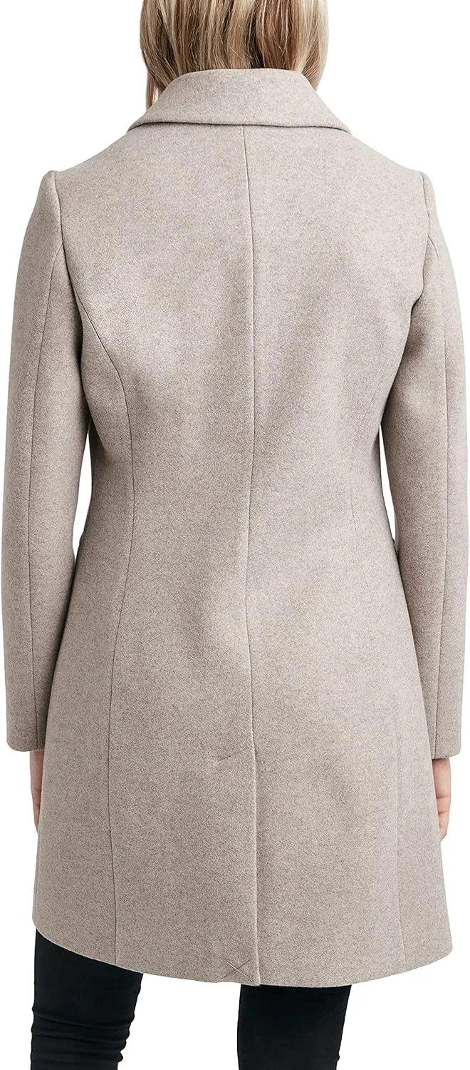Laundry by Shelli Segal Women's Faux Wool Coat with Notch Collar