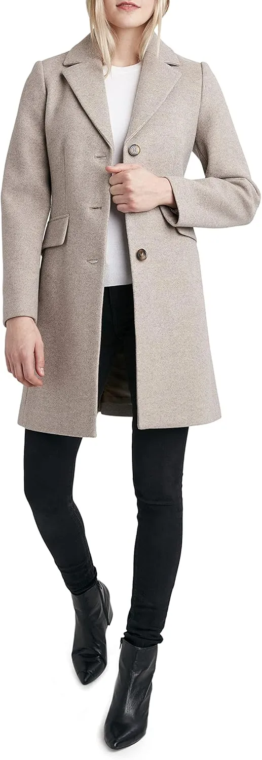 Laundry by Shelli Segal Women's Faux Wool Coat with Notch Collar