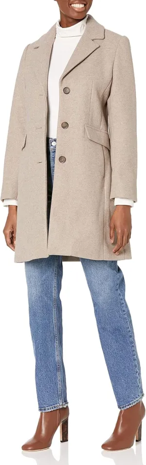 Laundry by Shelli Segal Women's Faux Wool Coat with Notch Collar