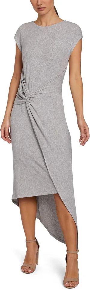Laundry by Shelli Segal Women's Midi Cap Sleeve Asymmetrical Knot Front Dresses