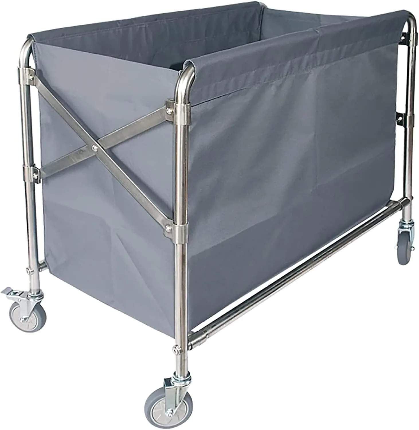 Laundry Cart Folding Laundry Basket, Large Laundry Basket with Quiet Wheels and Durable Detachable Fabric Bags, 200KG/440 lbs Weight Capacity, for Commercial, Industrial Laundry Hamper (Gray 90x60x88)