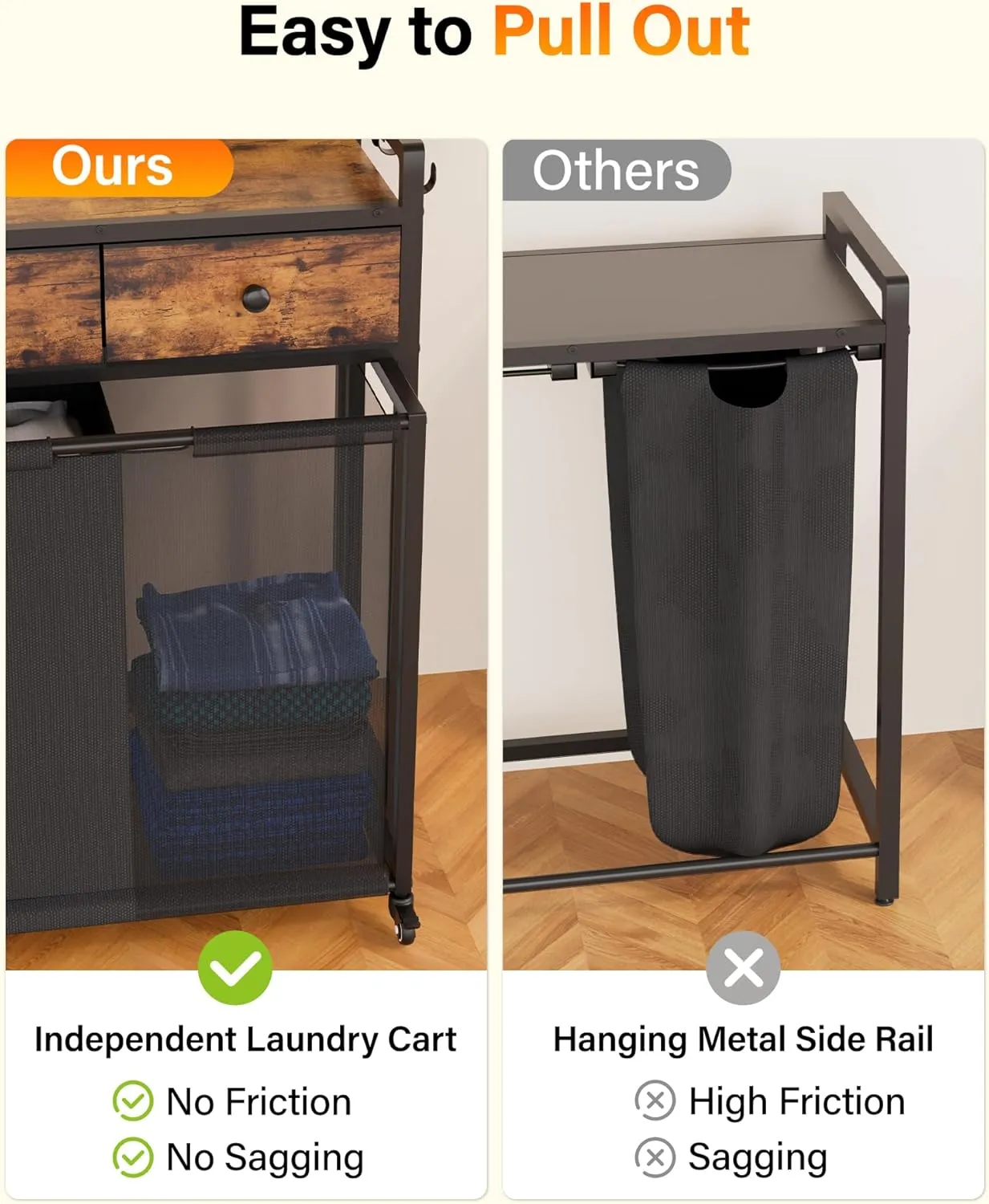 Laundry Hamper Laundry Basket: Rolling Laundry Basket Organizer with Wheels - Laundry Hamper 2 Section with Shelf Drawers Oxford Laundry Bags - Laundry Sorter for Laundry Room Bathroom Bedroom
