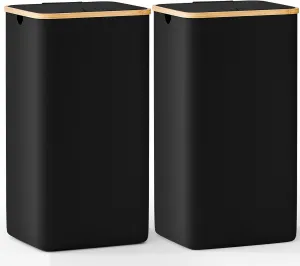 Laundry Hamper with Lid,100L Dorm Large Laundry Basket with Removable Inner Bag,Dirty Clothes Hamper Laundry for Bedroom Aesthetic(2, Black)
