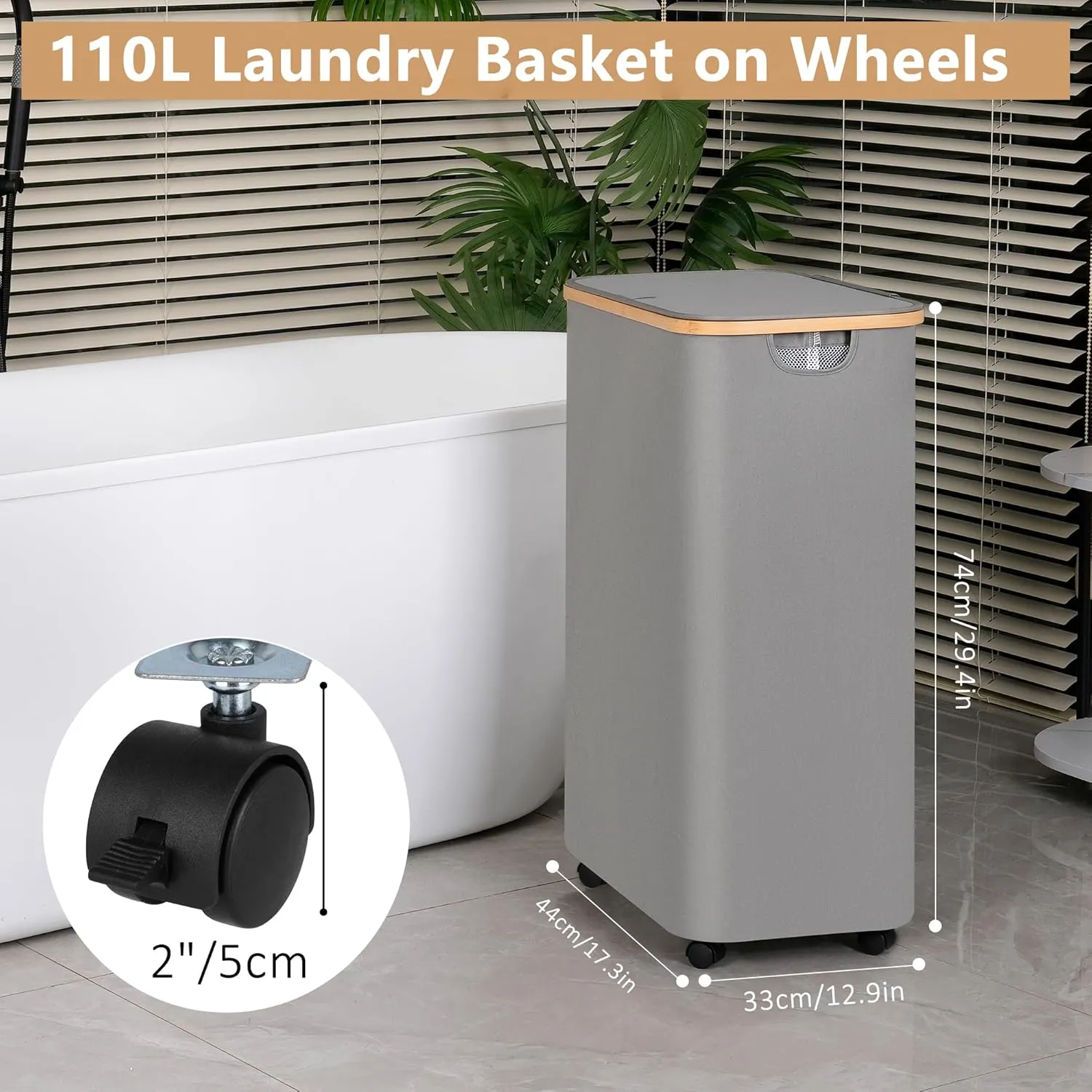 Laundry Hamper with Wheels,110L Clothes Hamper for Laundry, Laundry Basket with Lid and Liner Bag, for Laundry Room, Bedroom, Dormitory Storage,Pink
