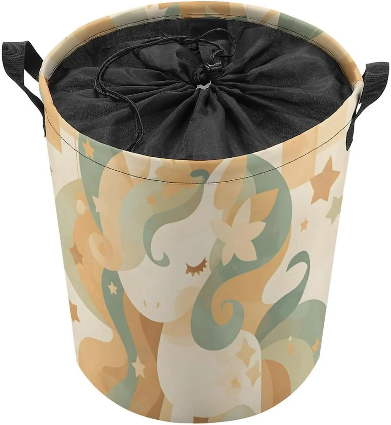 Laundry Hampers, Large Drawstring Laundry Bag, Removable Laundry Bags, Collapsible Storage Bin with Handles for Home Organization, Kids Room, Nursery Art