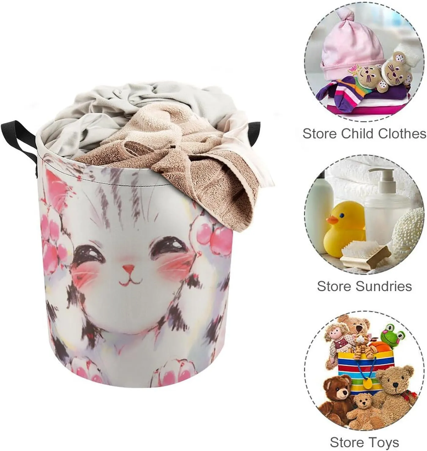 Laundry Hampers, Large Drawstring Laundry Bag, Removable Laundry Bags, Collapsible Storage Bin with Handles for Home Organization, Kids Room, Nursery Carnivore