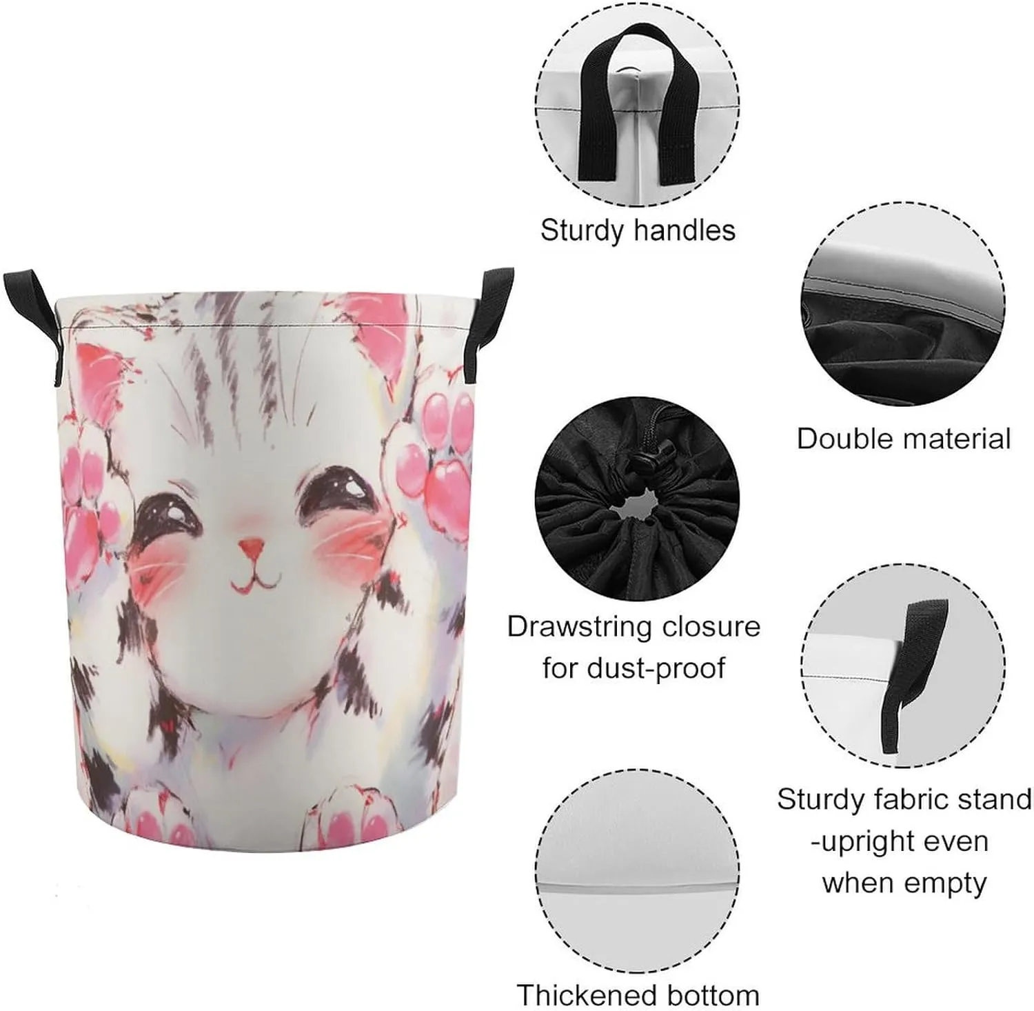 Laundry Hampers, Large Drawstring Laundry Bag, Removable Laundry Bags, Collapsible Storage Bin with Handles for Home Organization, Kids Room, Nursery Carnivore