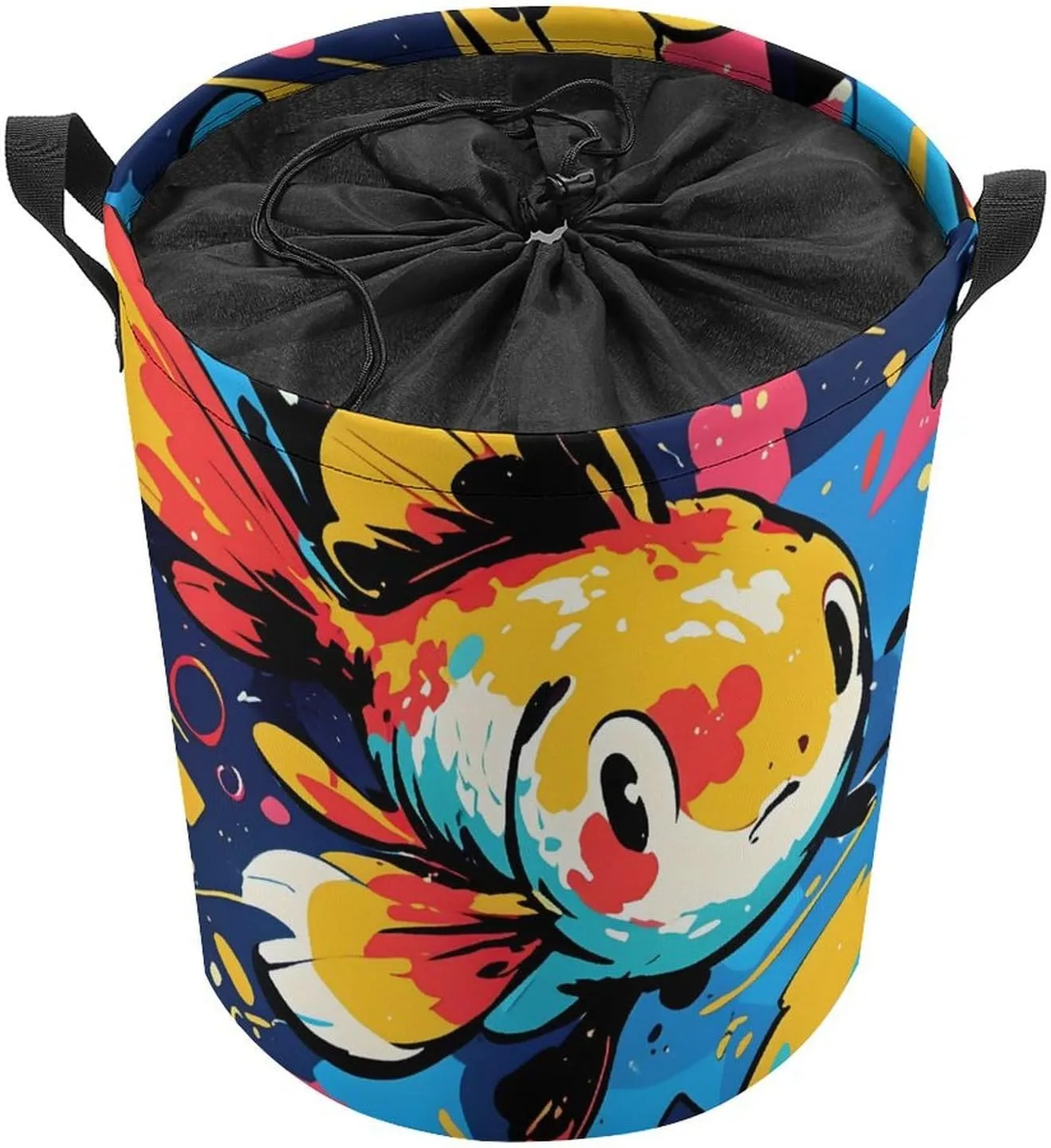 Laundry Hampers, Large Drawstring Laundry Bag, Removable Laundry Bags, Collapsible Storage Bin with Handles for Home Organization, Kids Room, Nursery Fish