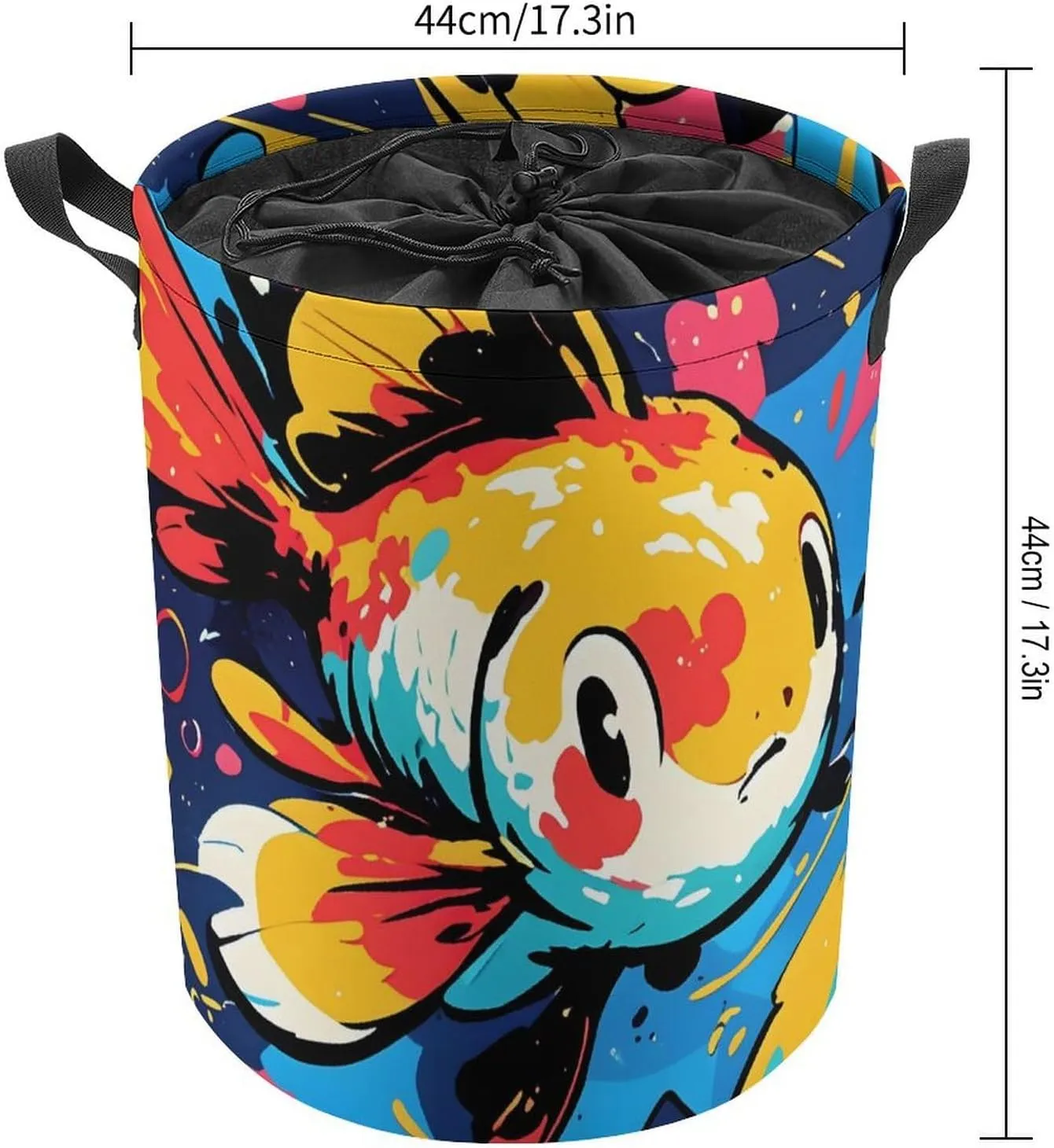 Laundry Hampers, Large Drawstring Laundry Bag, Removable Laundry Bags, Collapsible Storage Bin with Handles for Home Organization, Kids Room, Nursery Fish