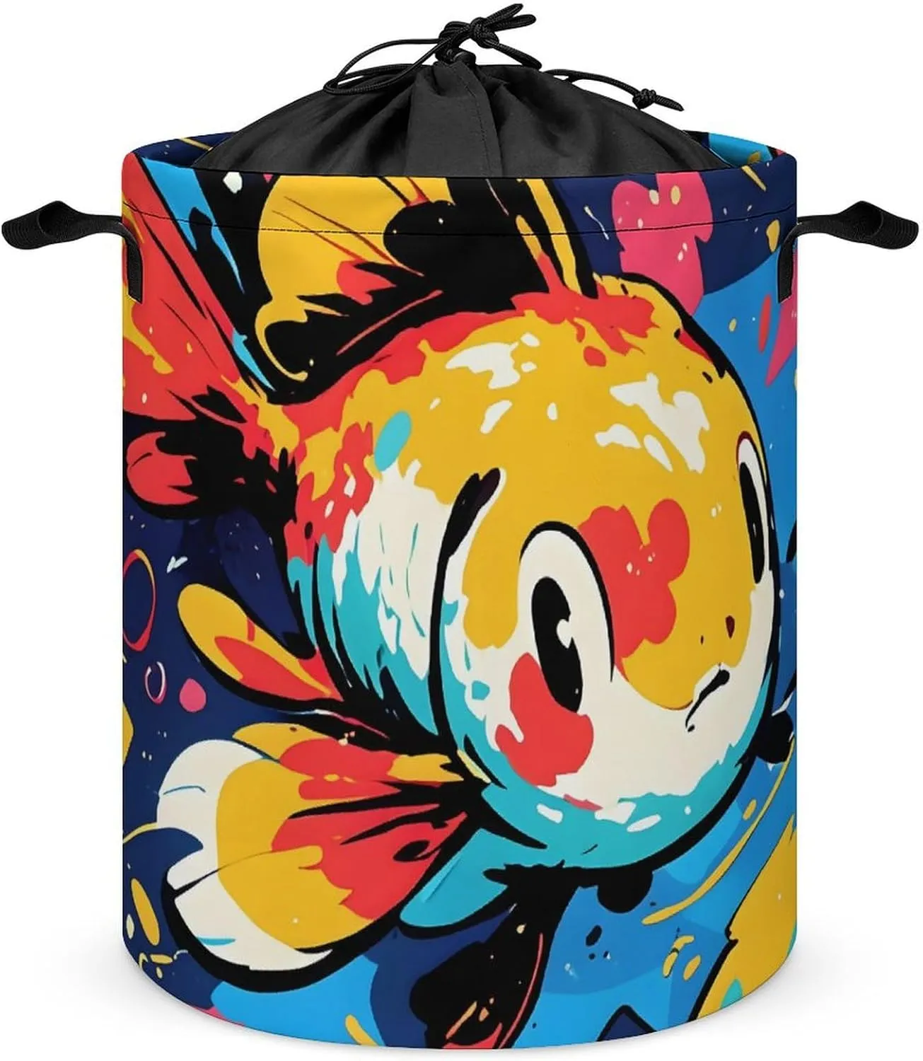 Laundry Hampers, Large Drawstring Laundry Bag, Removable Laundry Bags, Collapsible Storage Bin with Handles for Home Organization, Kids Room, Nursery Fish
