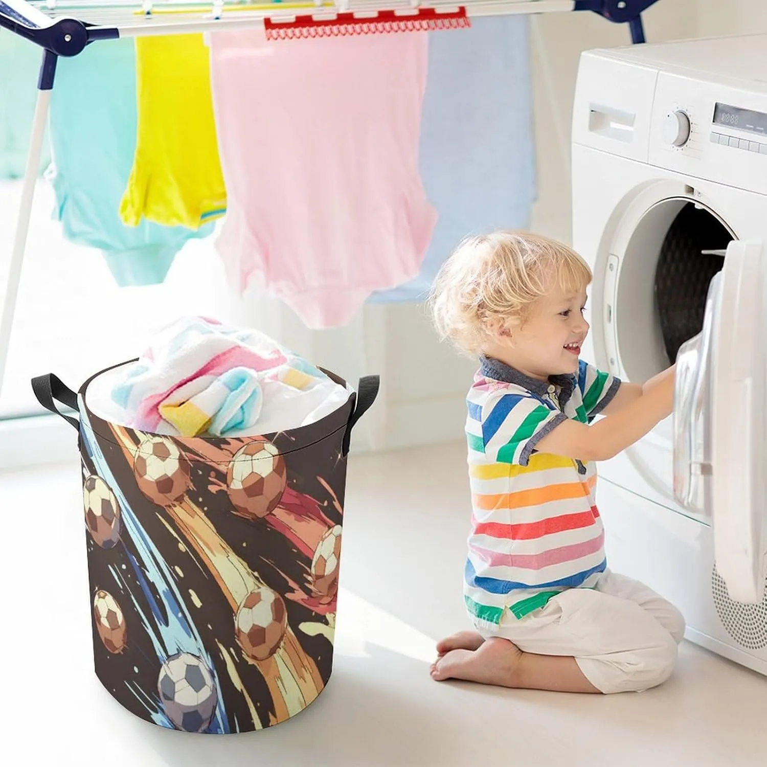 Laundry Hampers, Large Drawstring Laundry Bag, Removable Laundry Bags, Collapsible Storage Bin with Handles for Home Organization, Kids Room, Nursery Music