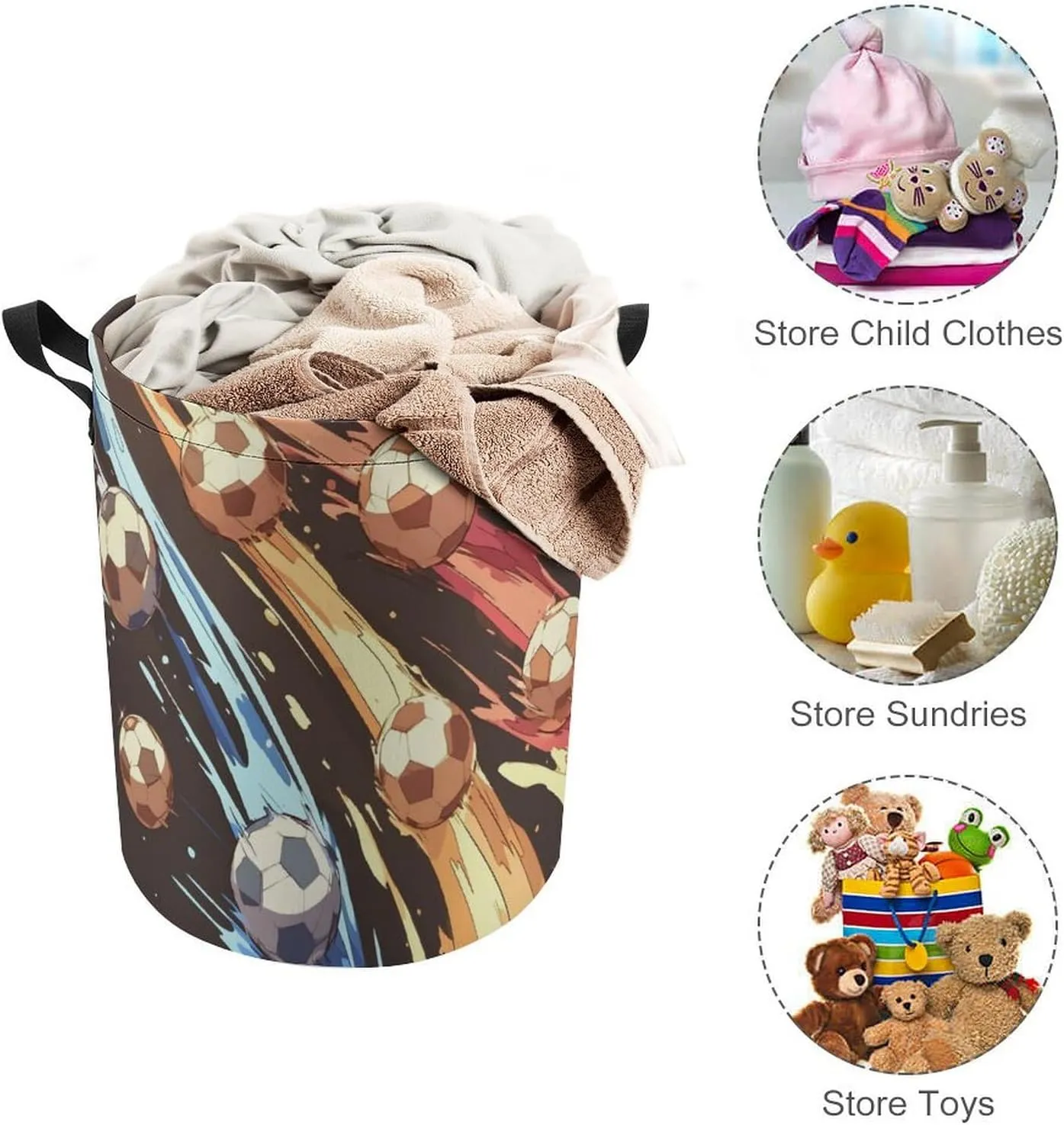 Laundry Hampers, Large Drawstring Laundry Bag, Removable Laundry Bags, Collapsible Storage Bin with Handles for Home Organization, Kids Room, Nursery Music
