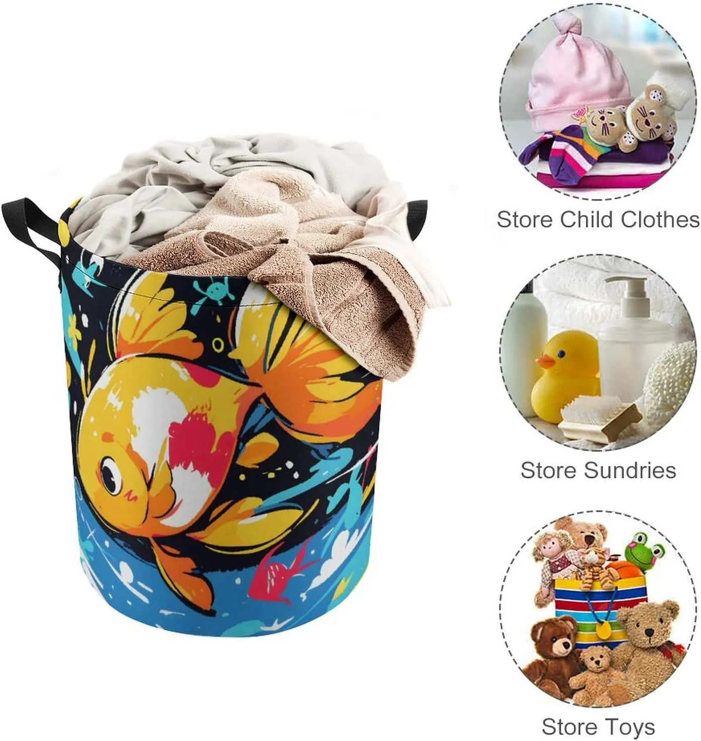 Laundry Hampers, Large Drawstring Laundry Bag, Removable Laundry Bags, Collapsible Storage Bin with Handles for Home Organization, Kids Room, Nursery Painting
