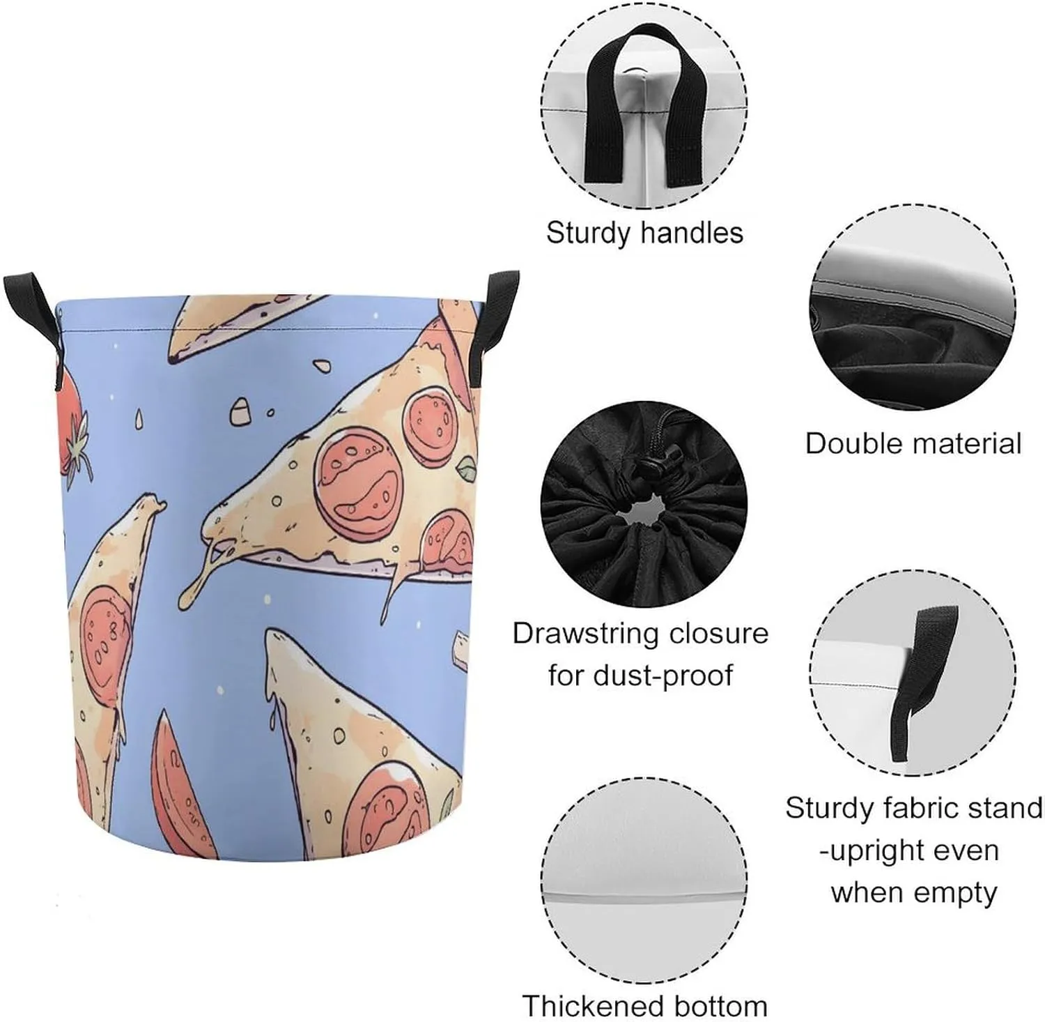 Laundry Hampers, Large Drawstring Laundry Bag, Removable Laundry Bags, Collapsible Storage Bin with Handles for Home Organization, Kids Room, Nursery Pattern